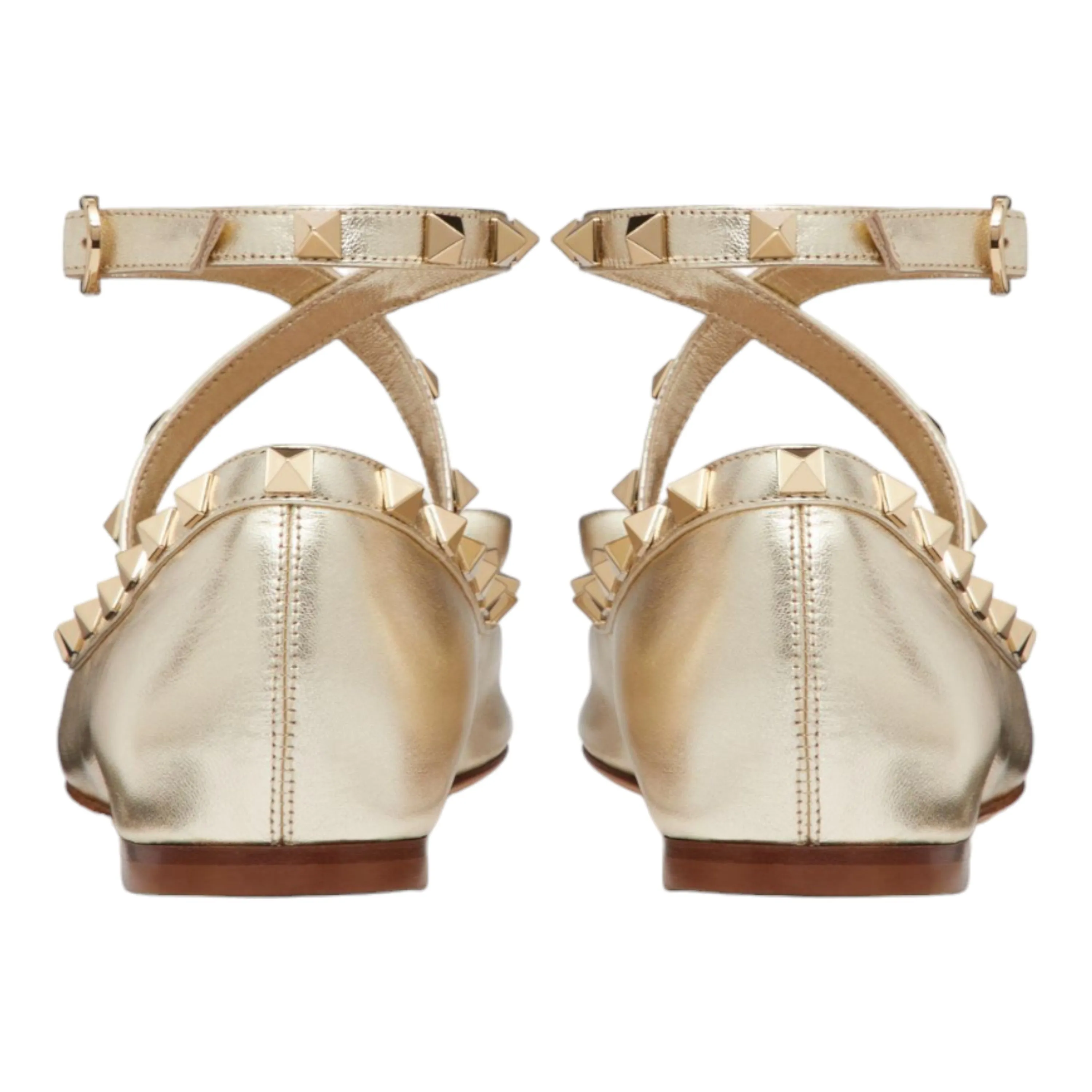 Rockstud Laminated Nappa Leather Ballerina