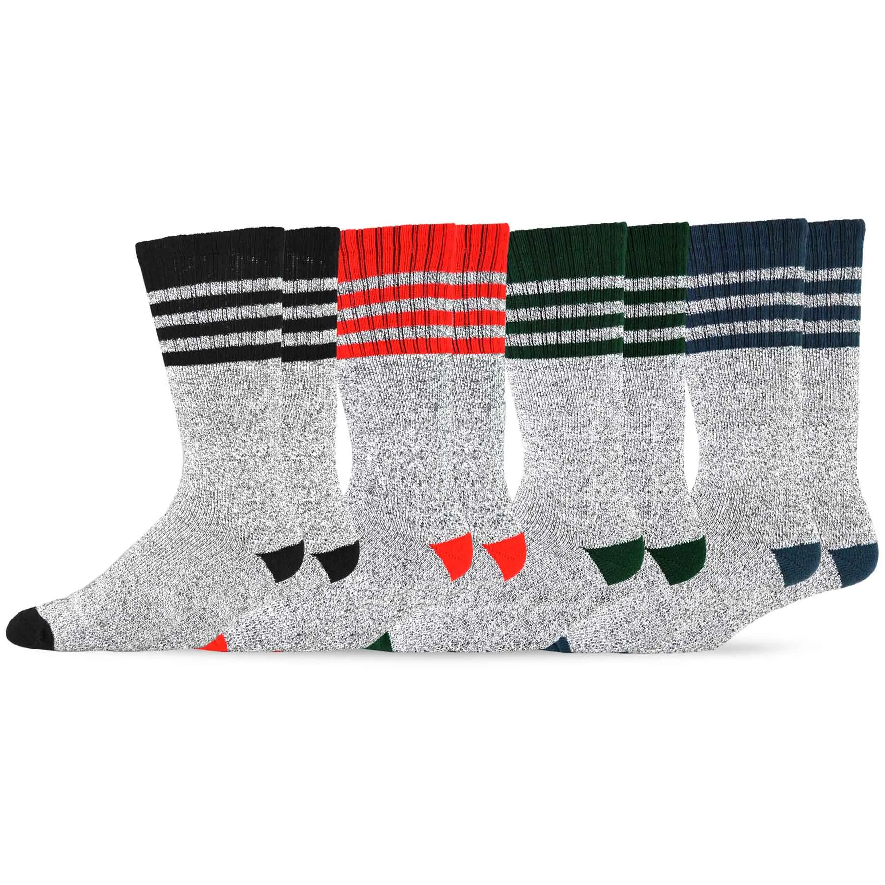 TeeHee Socks Men's Thermal Cotton Crew Multi Stripe 4-Pack (50762)