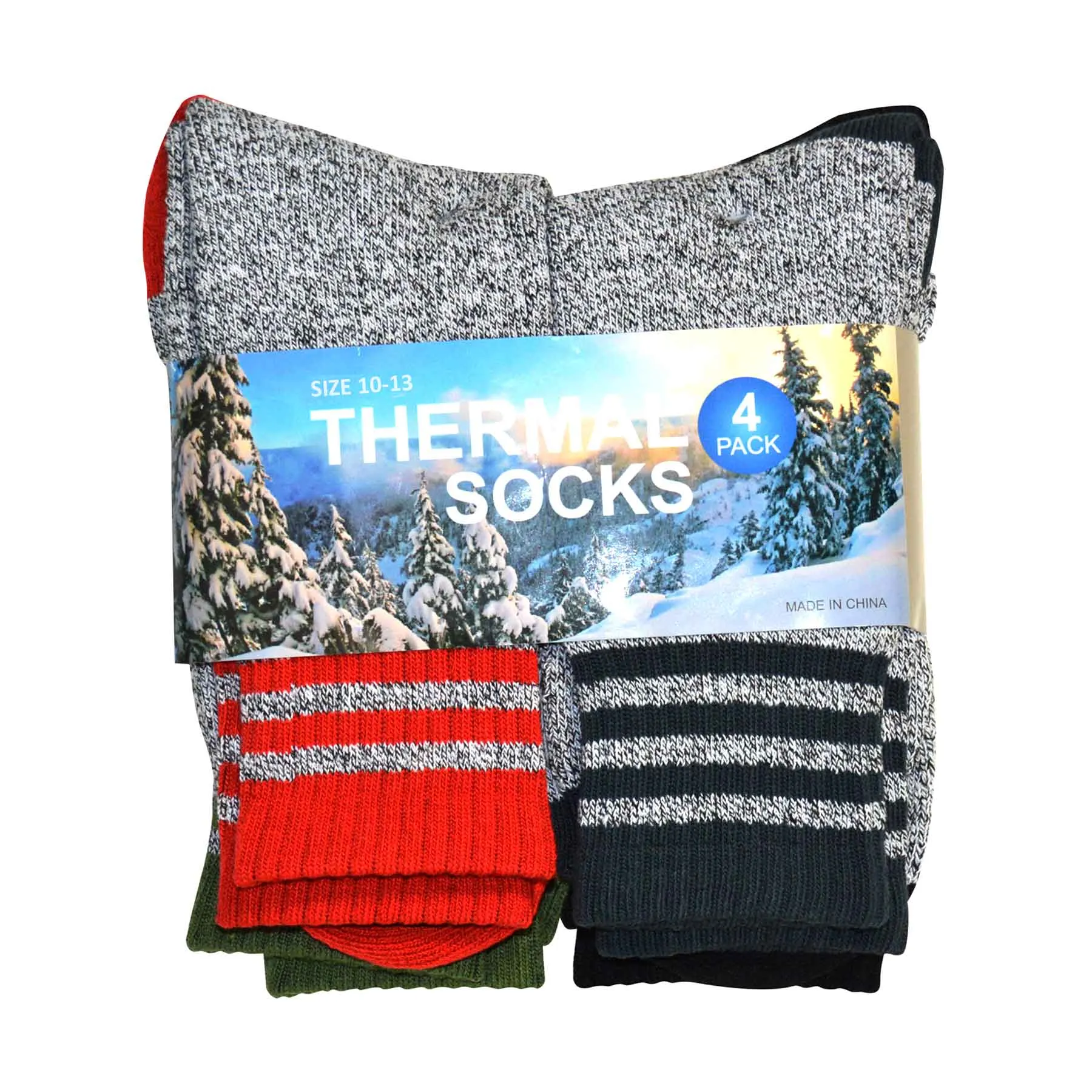 TeeHee Socks Men's Thermal Cotton Crew Multi Stripe 4-Pack (50762)