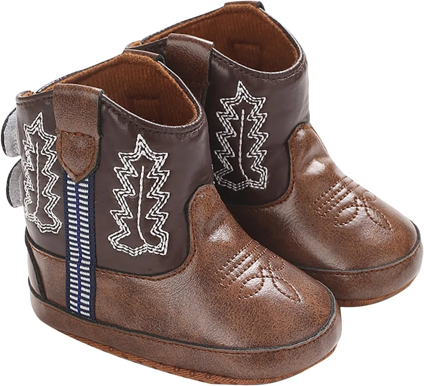 Toddler Infant Leather Soft Sole Cowboy Boots for Baby Boys Girls Newborn Prewalker Non Slip Shoes with Embroidery