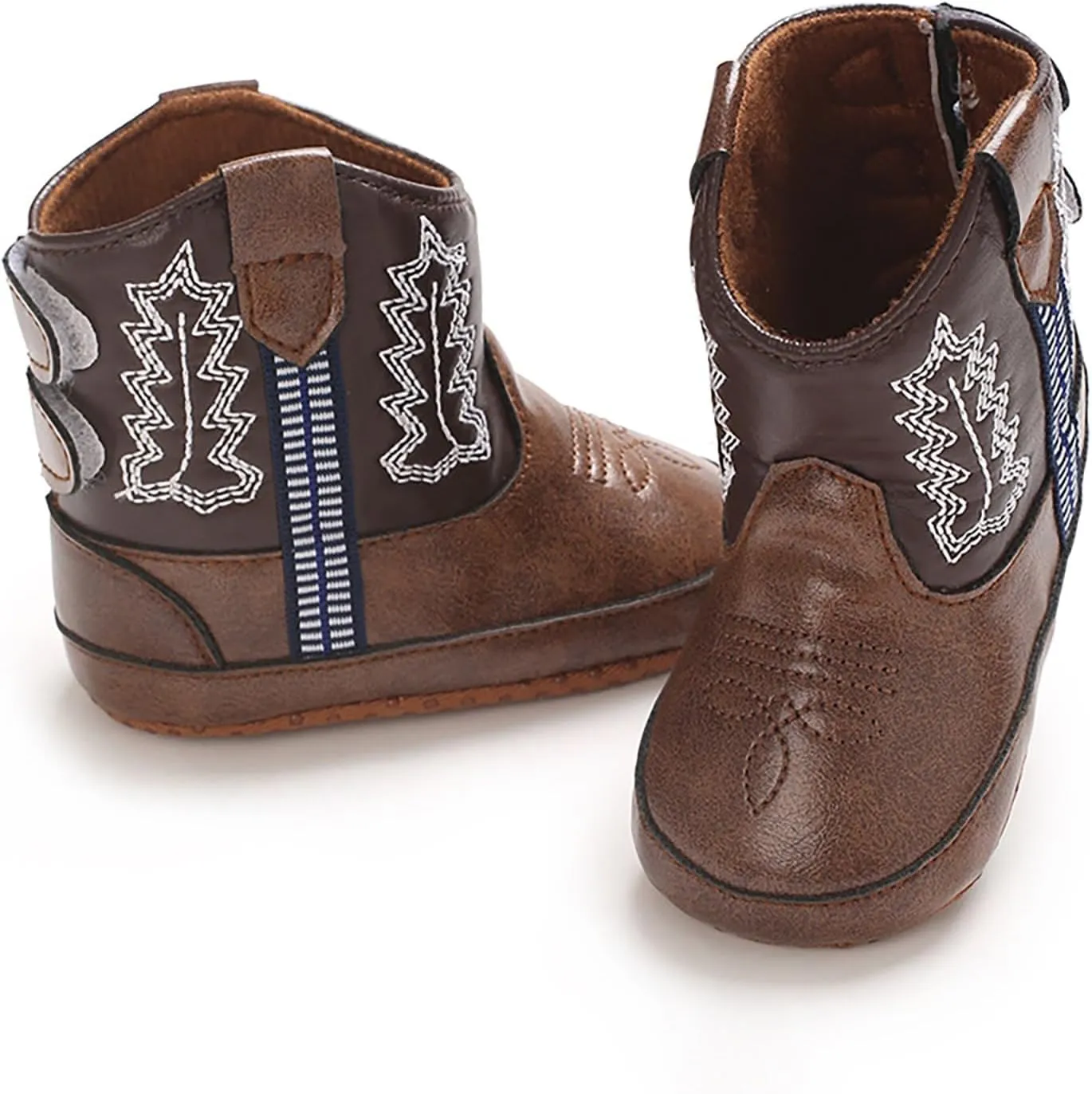 Toddler Infant Leather Soft Sole Cowboy Boots for Baby Boys Girls Newborn Prewalker Non Slip Shoes with Embroidery