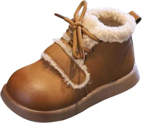 Toddler Kids Winter Snow Boots Slip On Cold Weather Sneakers Anti-Slip Fleece Ankle Boots Baby Girl Glittery Shoes