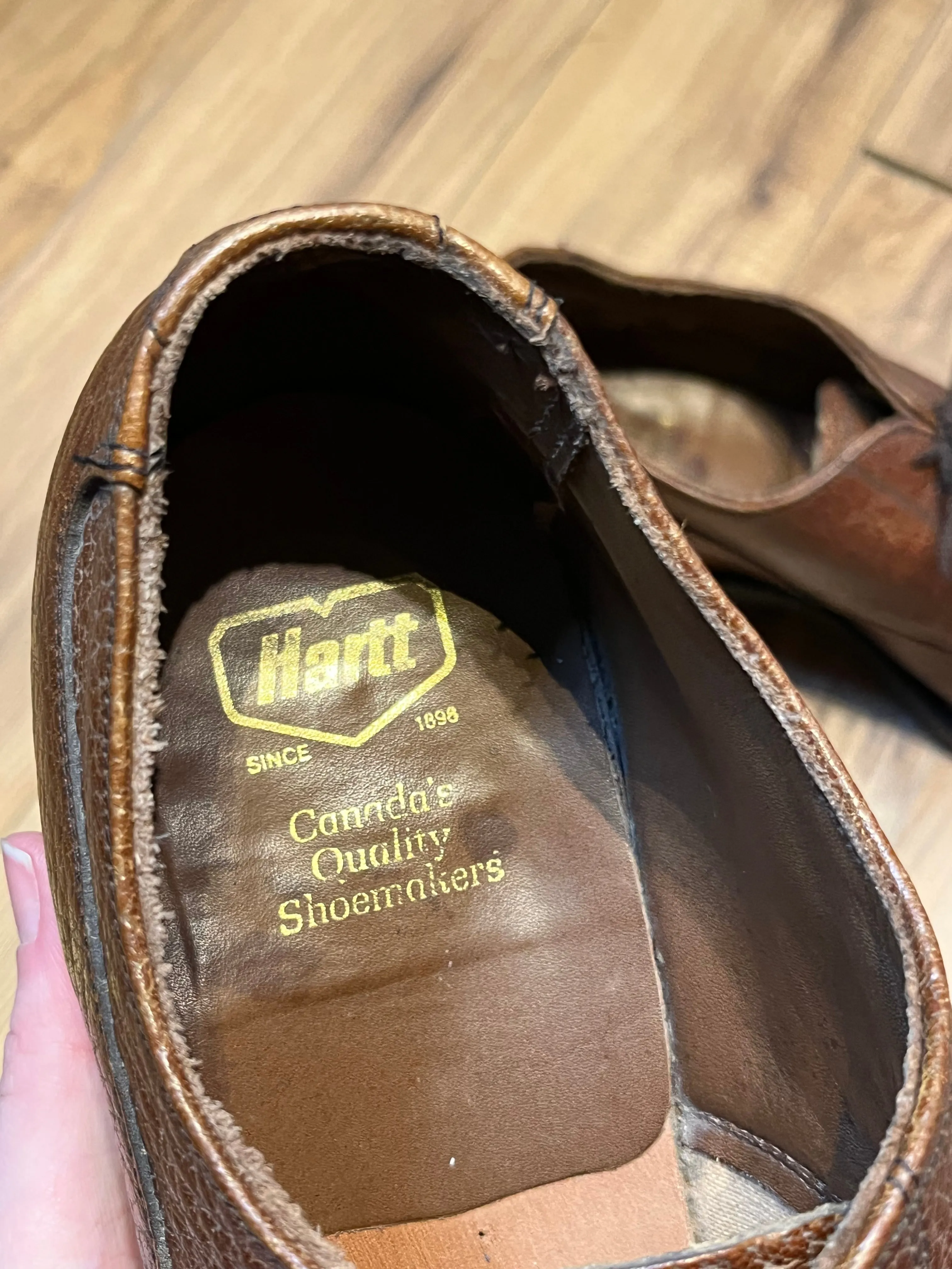 Vintage Hartt Camel Skin Tumble Shoes, Made in Canada, Size US Mens 9.5, EUR 42.5