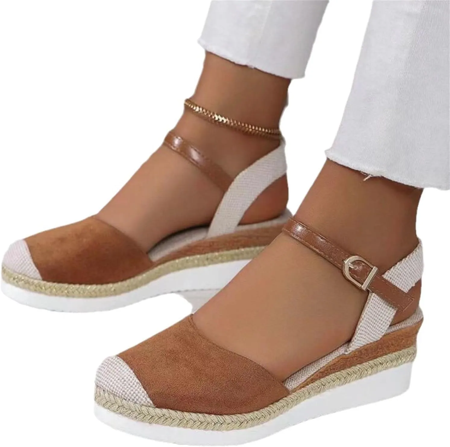 Wedge Sandals for Women 2025 Comfortable Dressy Walking Slides Sandals Closed Toe Beach Slingback Sandal for Summer Beach Oceanside Holiday Outdoor