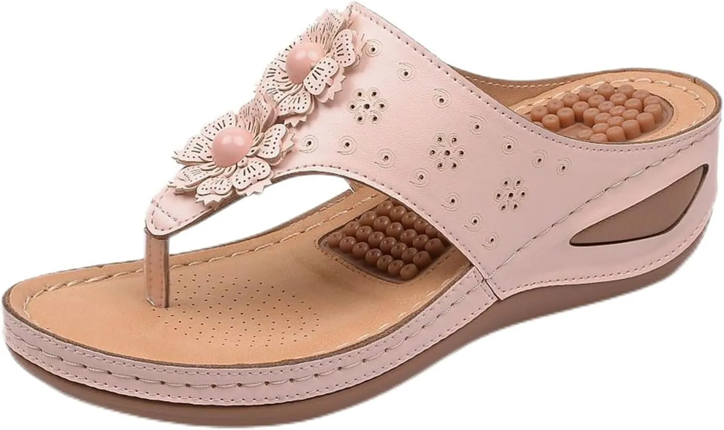 Womens Comfy Wedge Orthopedic Sandals Summer Platform Wedges Flower Comfortable Dressy Casual Beach Shoes Slides Walking Flip Flops for Women with Arch Support Breathable Lightweight Slippers