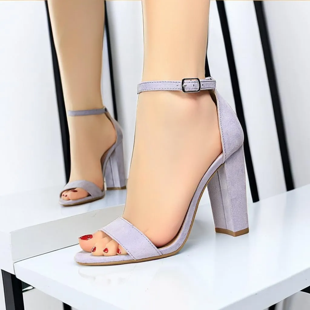 Women's High Chunky Heel Buckle Ankle Strap Sandals Chunky Block High Heel Sexy Dress Formal Party Sandal