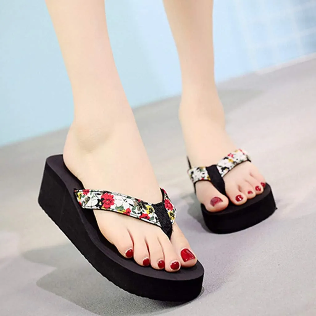 Womens Orthopedic Sandals with Arch Support Wide Width Clip Toe Flip Flops Dressy Wedge Platform Summer Beach Shoes
