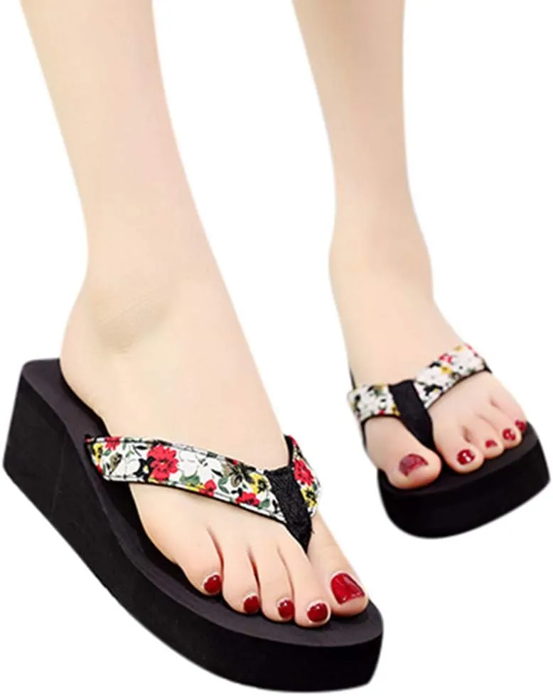 Womens Orthopedic Sandals with Arch Support Wide Width Clip Toe Flip Flops Dressy Wedge Platform Summer Beach Shoes