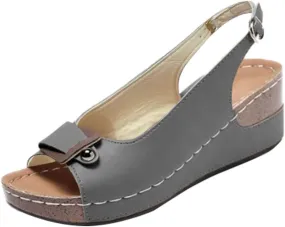 Women's Peep Toe Wedge Sandals Trendy Slip on Platform Outdoor Ankle Strap Sandal Summer Beach Shoes