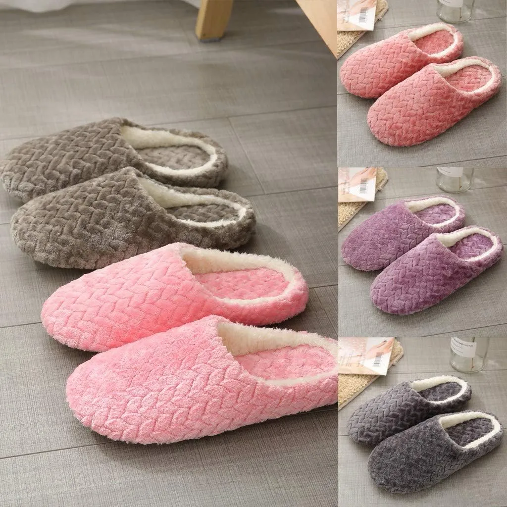 Womens Slippers,Unisex Slipper Slides Memory Foam Fluffy Soft Warm House Slippers Anti-Skid Cozy Plush for Indoor Outdoor