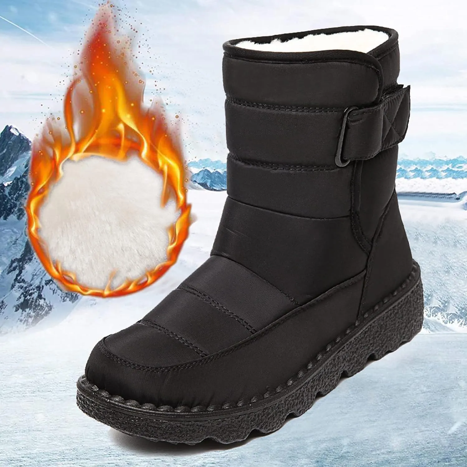 Womens Winter Boots Snow Boots for Women Waterproof Thick Bottom Waterproof Mid Calf Boots for Women Comfy Warm