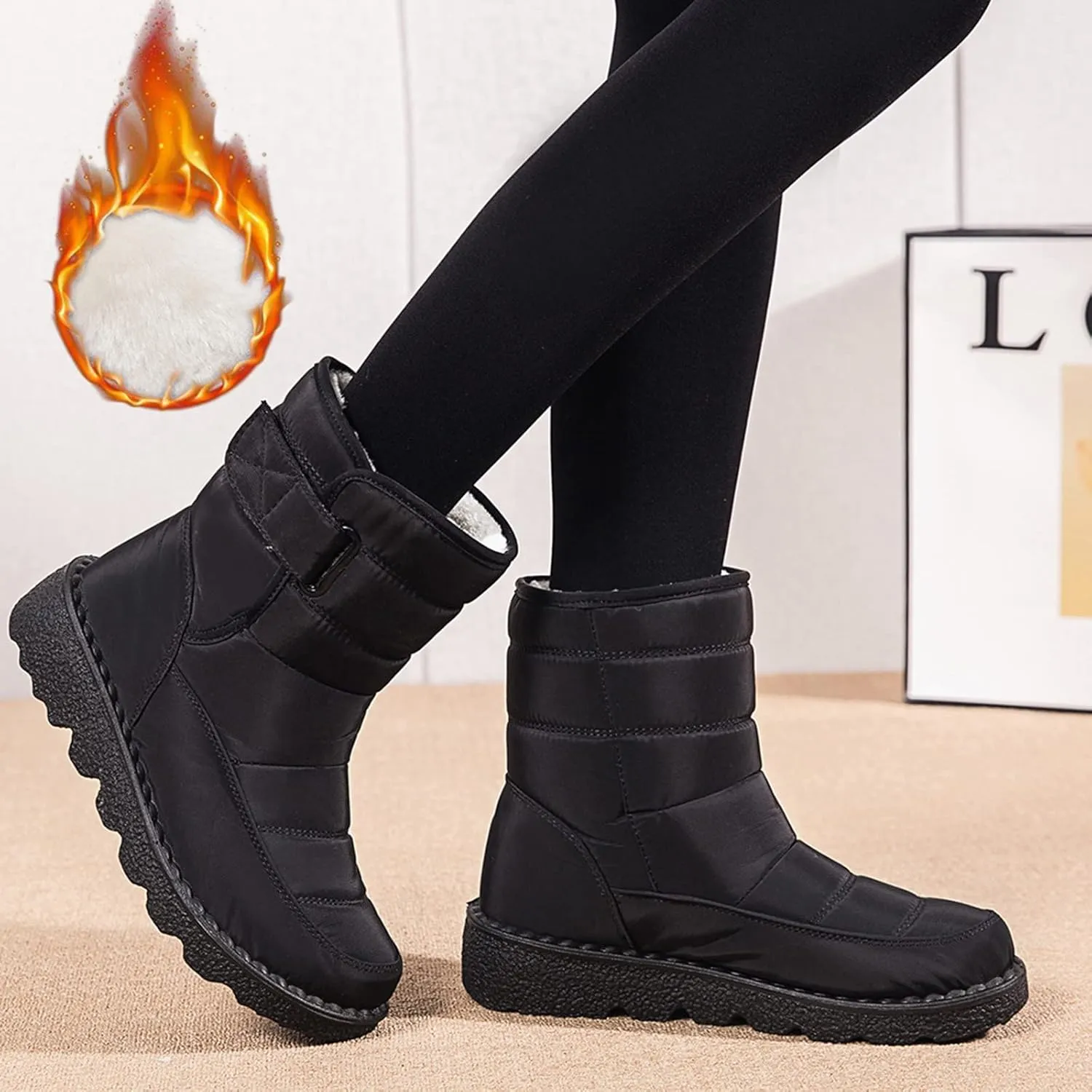 Womens Winter Boots Snow Boots for Women Waterproof Thick Bottom Waterproof Mid Calf Boots for Women Comfy Warm